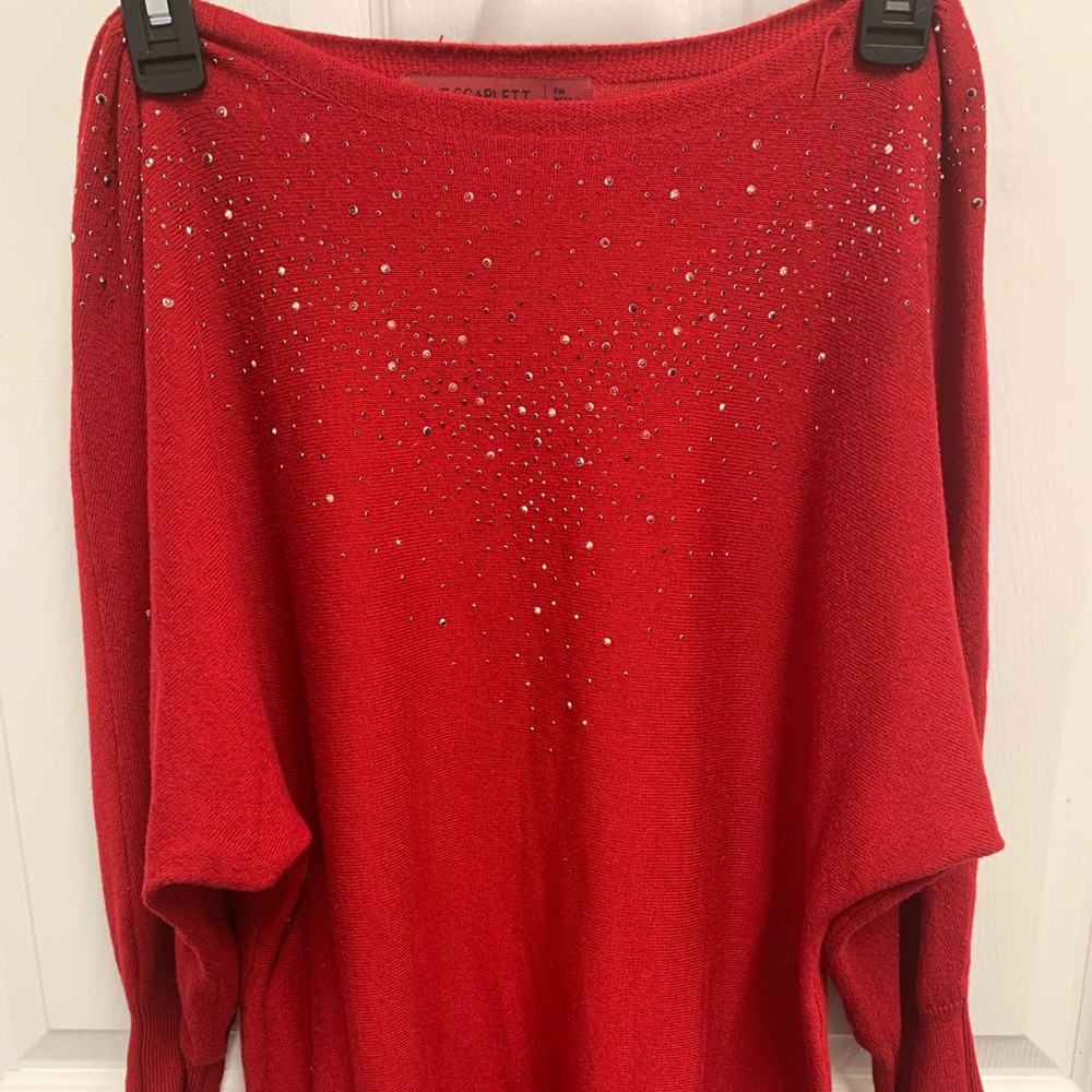 Scarlett Red Sweater with Sparkling Accents